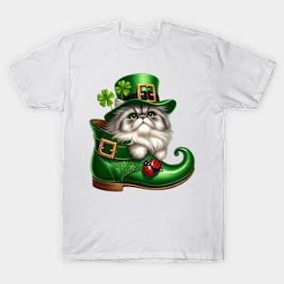 Persian Cat Shoes For Patricks Day T-Shirt